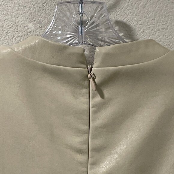 KAREN MILLEN NWT Faux Leather V-Neck Belted Full Skirt Maxi Dress Cream Size 12 - Picture 7 of 13